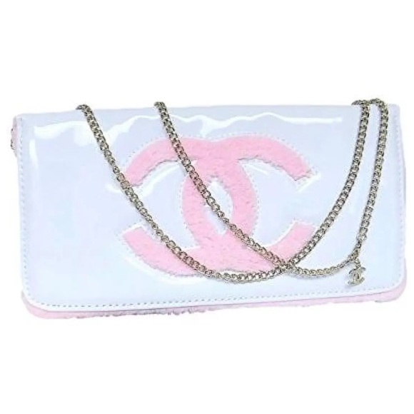 Chanel Precision White Patent Leather with Teddy Bear Barbie Pink Logo - Picture 2 of 16